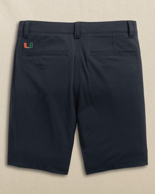 The back view of the Southern Tide Miami Hurricanes brrr°®-die 8" Performance Short by Southern Tide - Caviar Black